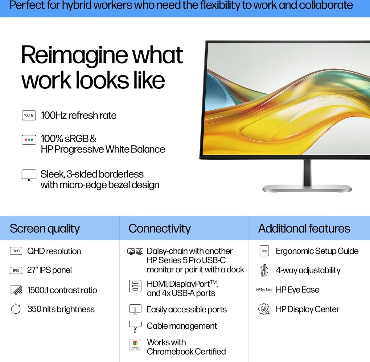HP Series 5 Pro 527pq Monitor 27" - QHD IPS - USB-hub