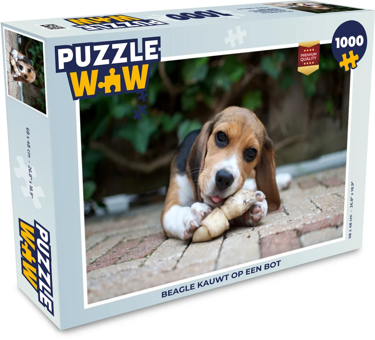 PuzzleWow Legpuzzel Beagle kauwt op een bot 1000 Stuks