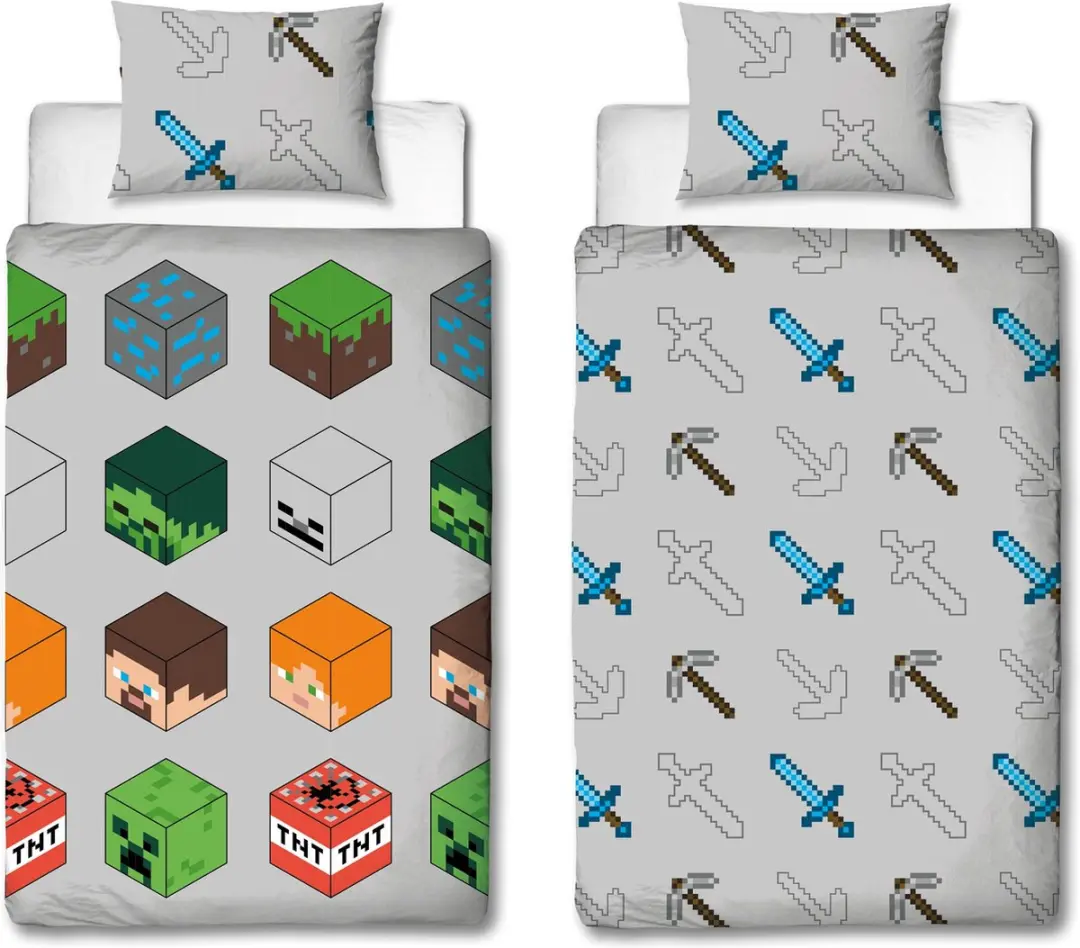 Minecraft Dekbedovertrek Eenpersoons - Multi Colour - afbeelding 2 van 6