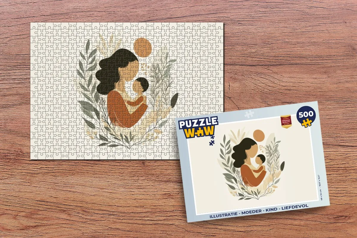 PuzzleWow Legpuzzel Moeder & Kind 500 Stuks - Illustratie