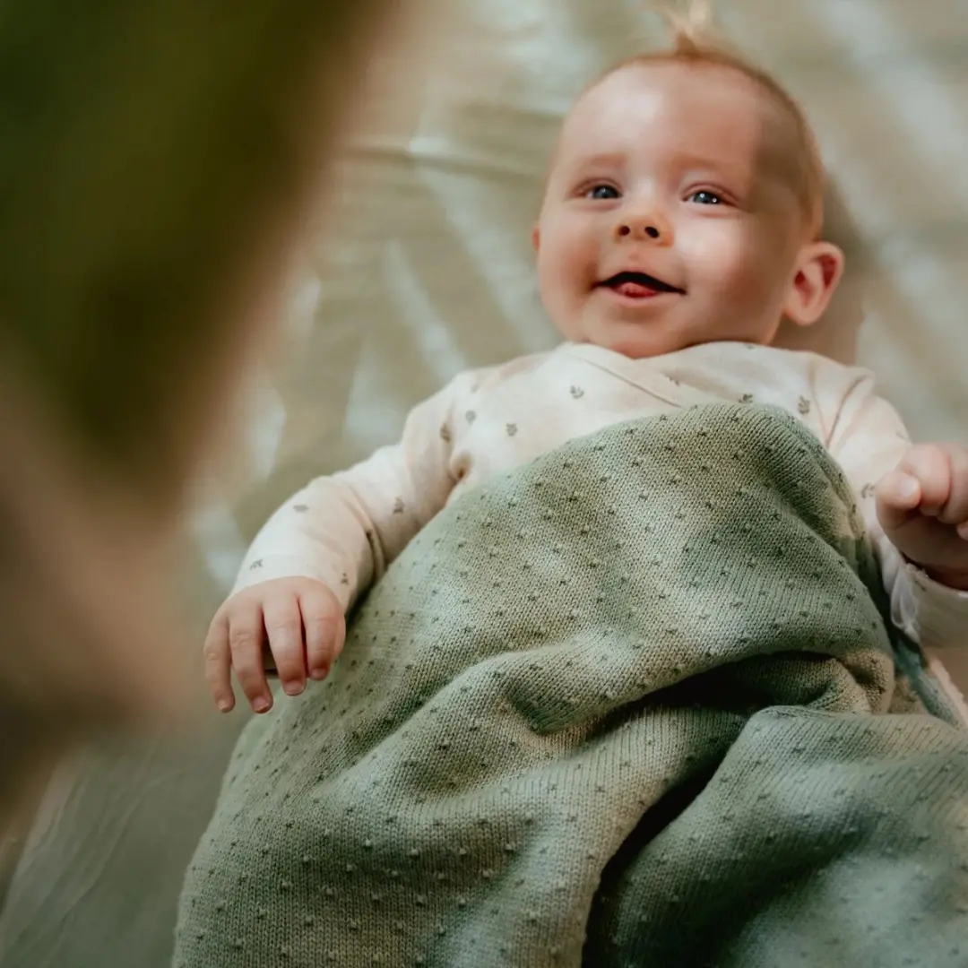 Little Dutch Essentials Gebreid Ledikantdeken Baby - Groen - afbeelding 3 van 5