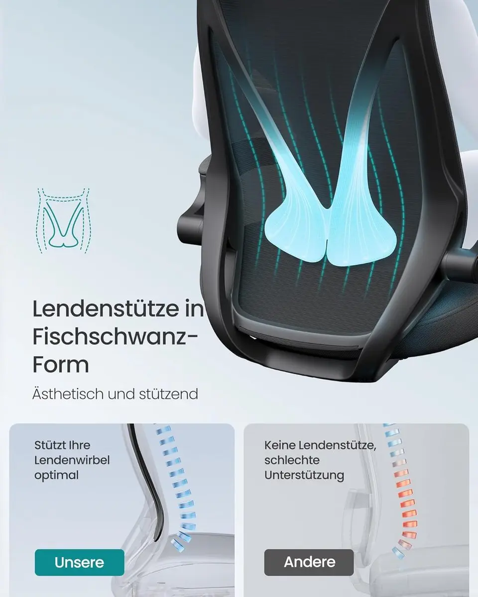 Songmics OBN088B01 Ergonomische Bureaustoel - Zwart - afbeelding 2 van 6