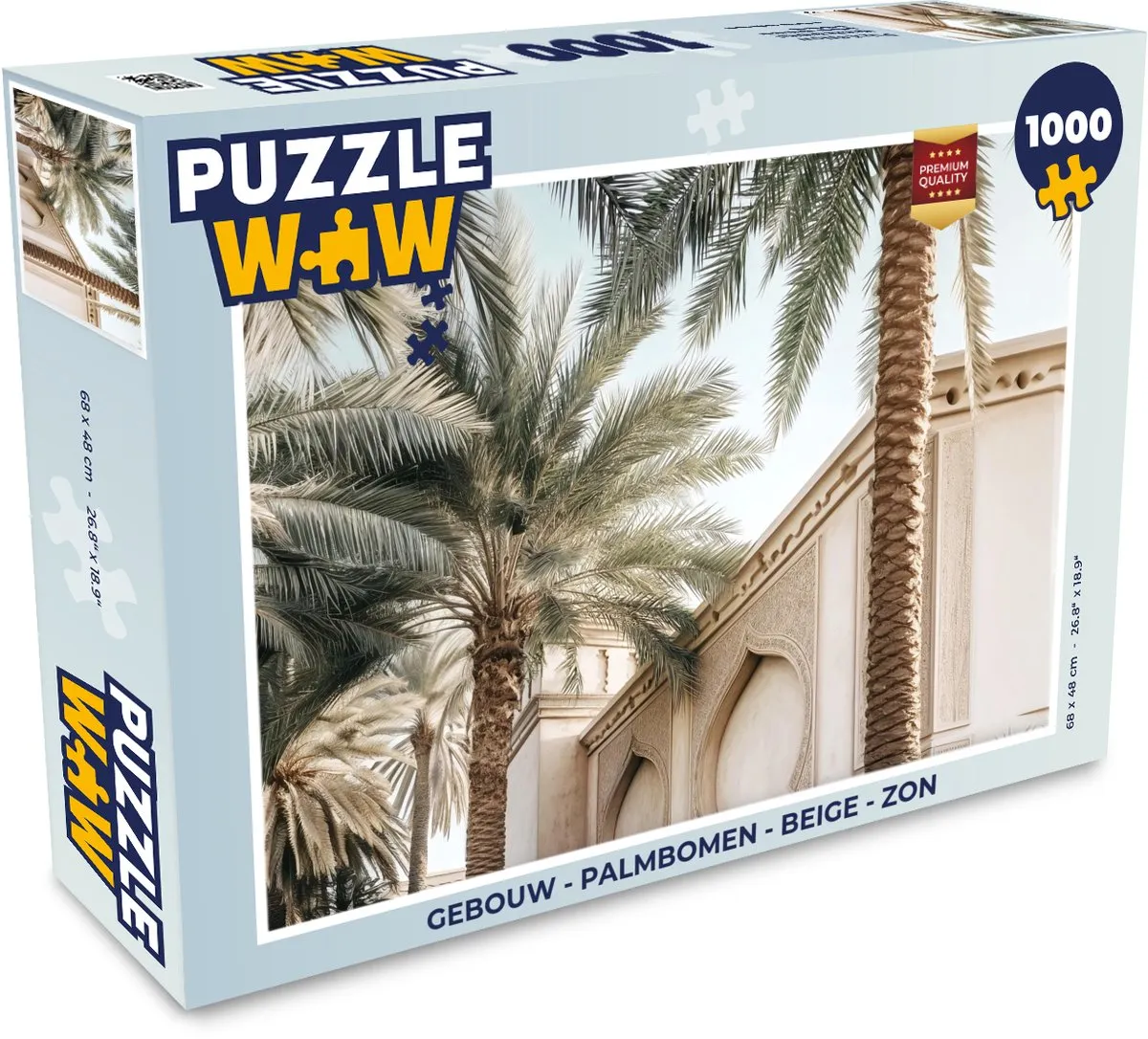 PuzzleWow Legpuzzel Gebouw met Palmbomen 1000 Stuks - Beige
