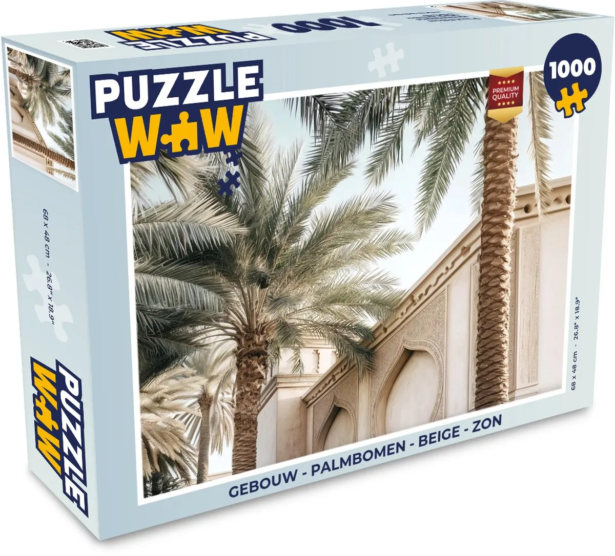 PuzzleWow Legpuzzel Gebouw met Palmbomen 1000 Stuks - Beige