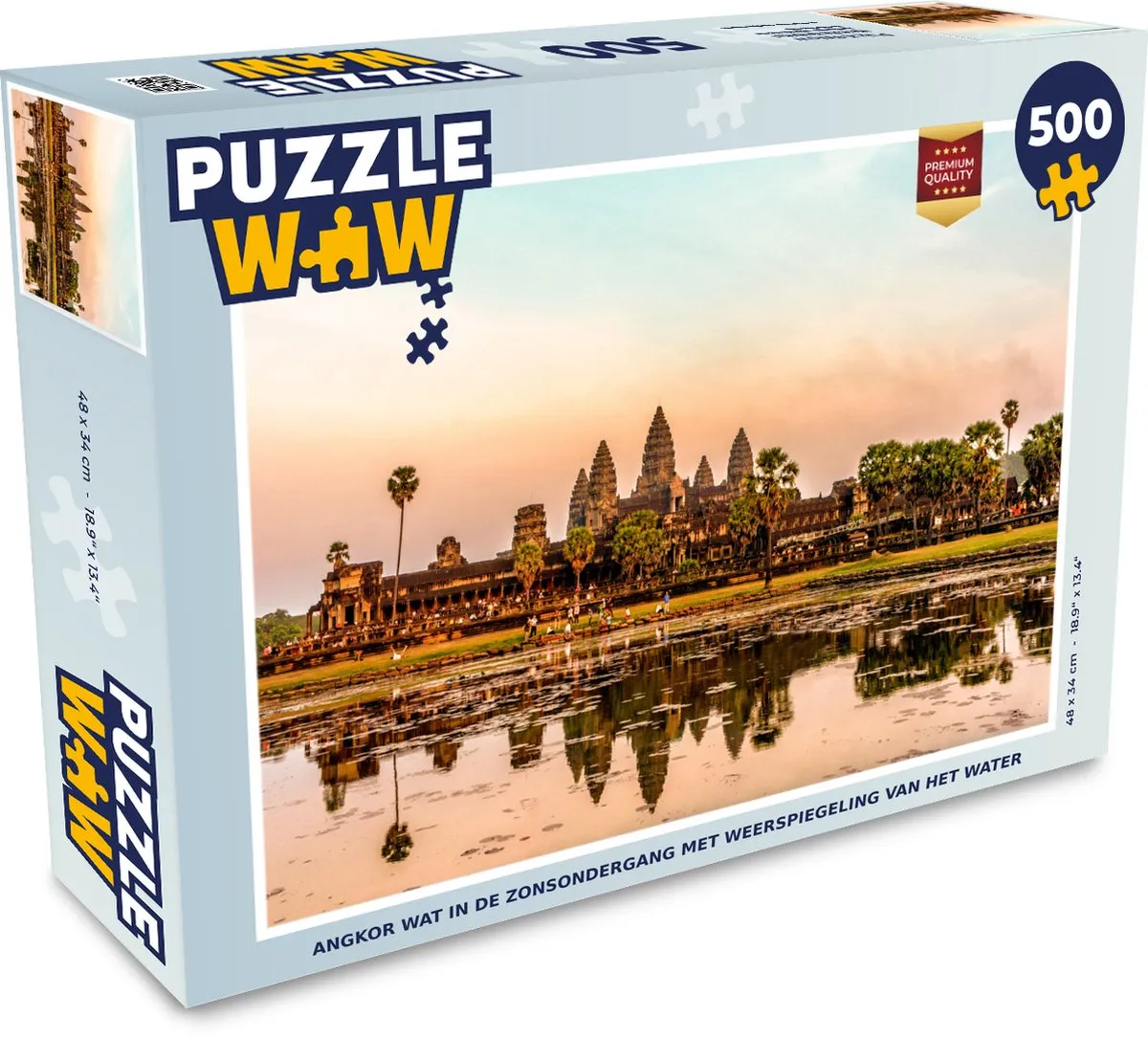 PuzzleWow Angkor Wat Zonsondergang Legpuzzel 500 Stuks - Multicolor