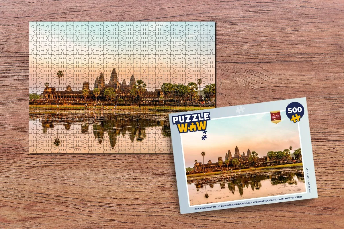 PuzzleWow Angkor Wat Zonsondergang Legpuzzel 500 Stuks
