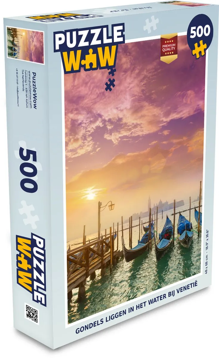 PuzzleWow Legpuzzel Gondel Venetië 500 Stuks - Multicolor