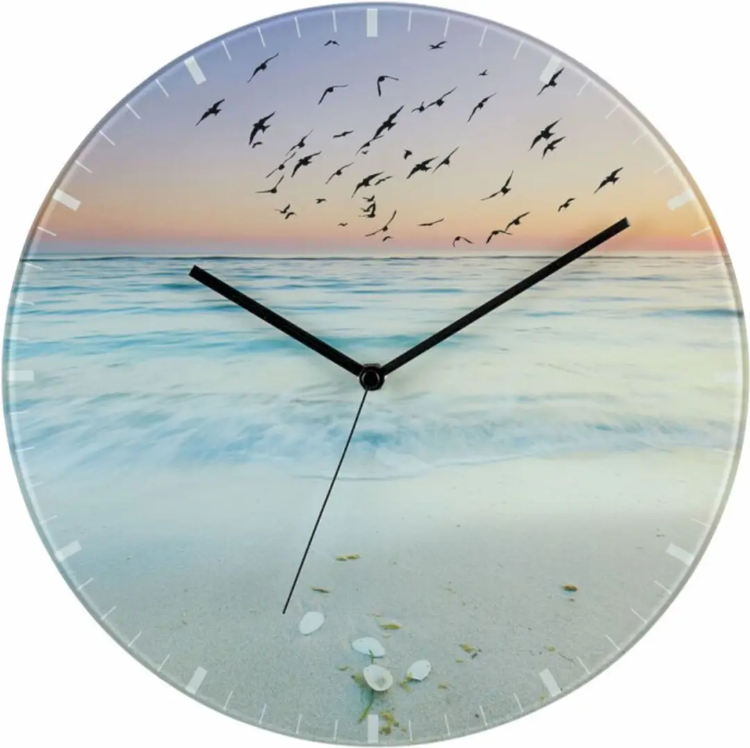 TFA 60.3042.90 wandklok met vogels en zeezicht
