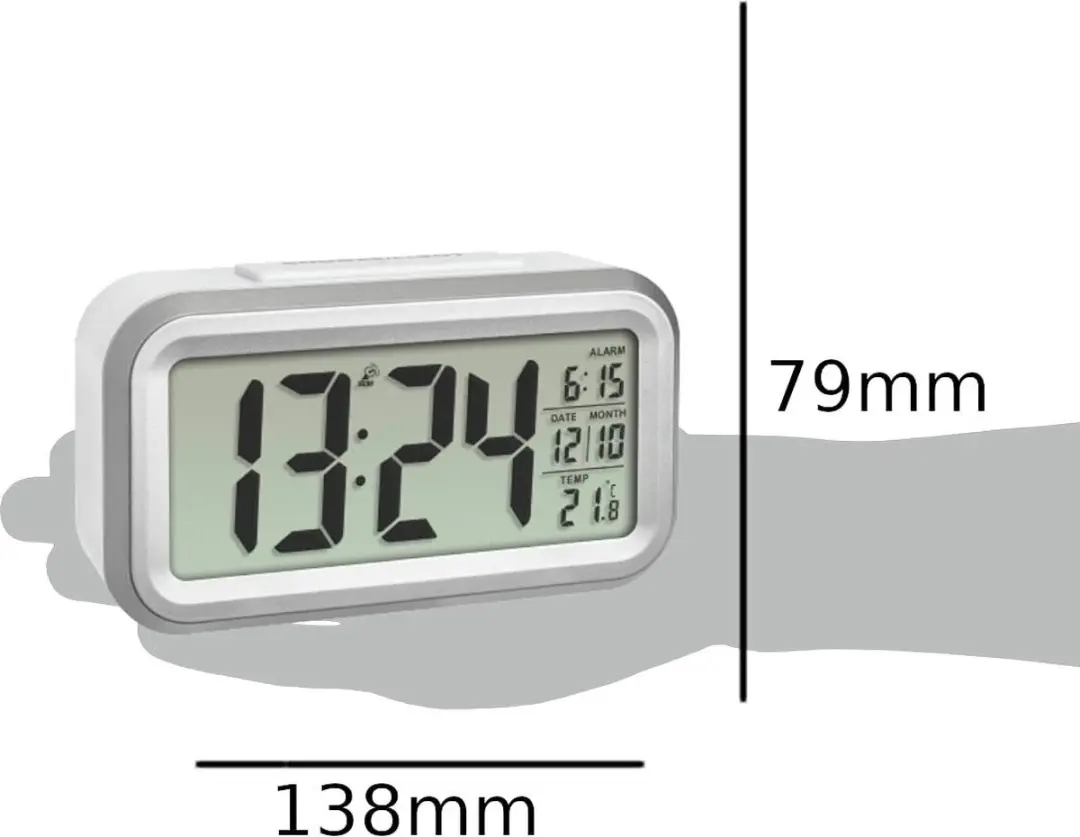 TFA Dostmann Wekker Zendergestuurd 60.2553.02 - Zilver/Wit - afbeelding 2 van 4