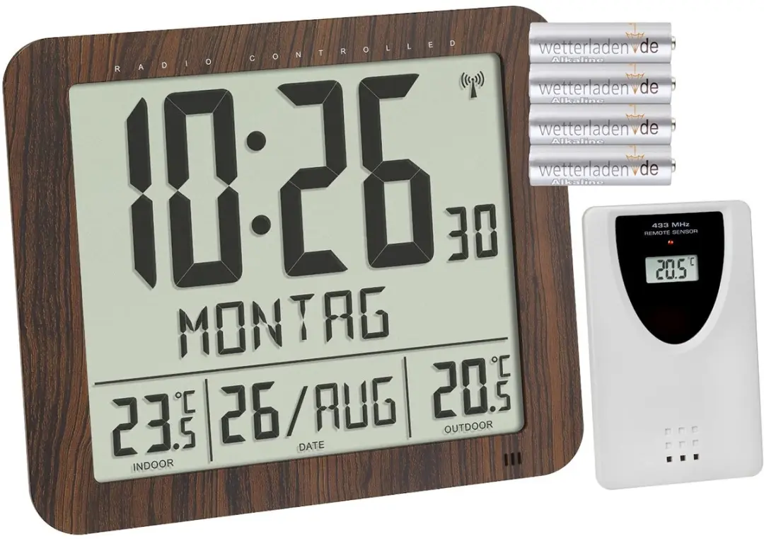 TFA Dostmann Wandklok 60.4518.08 - Zendergestuurd - Hout - afbeelding 4 van 6