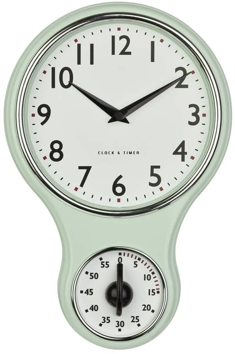 TFA Dostmann Keuken Wandklok Retro Design Mintgroen - 20cm - afbeelding 4 van 6