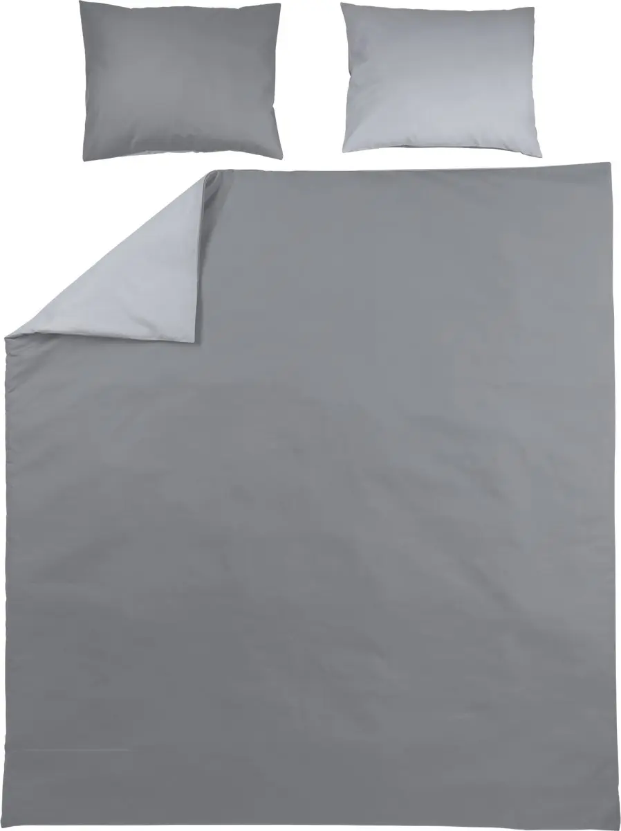Meyco Uni dekbedovertrek + kussenslopen - 240x200/220 cm - Grijs/Lichtgrijs