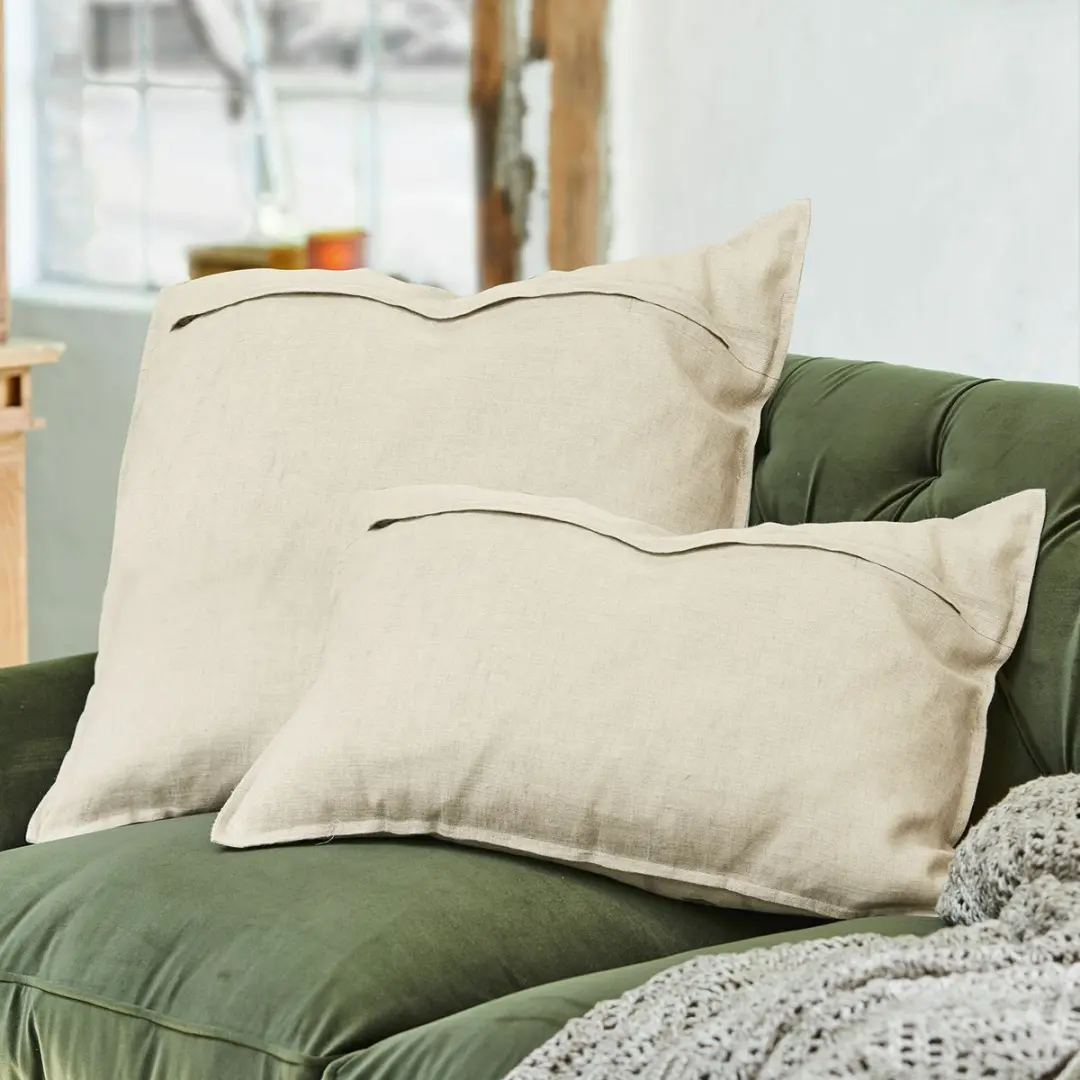 Loberon Kussenhoes Emily - 2 Stuks Beige/Groen - afbeelding 4 van 6