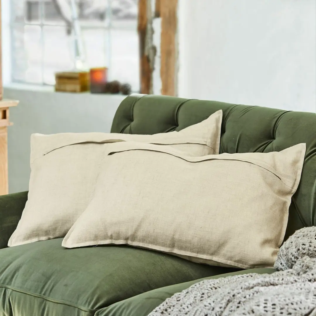 Loberon Kussenhoes Emily - 2 Stuks Beige/Groen - afbeelding 5 van 6