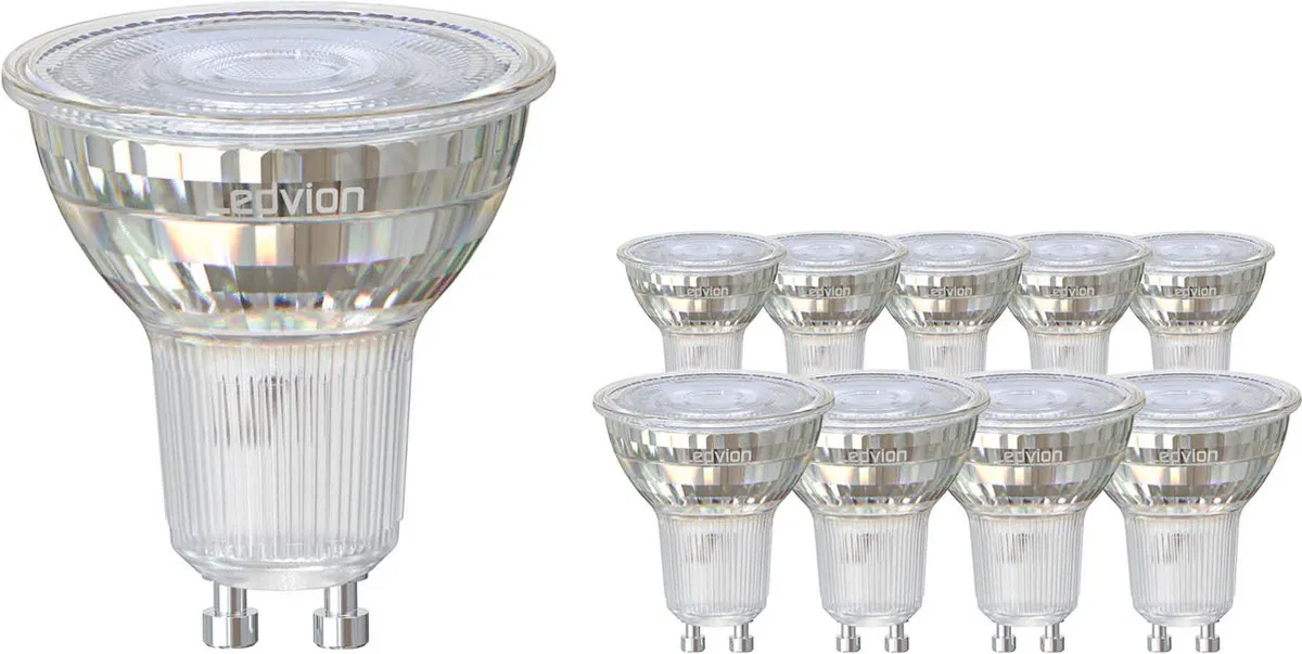 LEDVION 10x GU10 Spot Dimbaar 5W 2200-3000K
