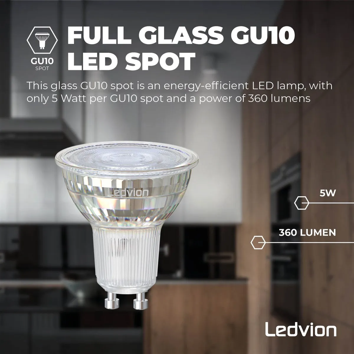 LEDVION 10x GU10 Spot Dimbaar 5W 2200-3000K - 10 Stuks
