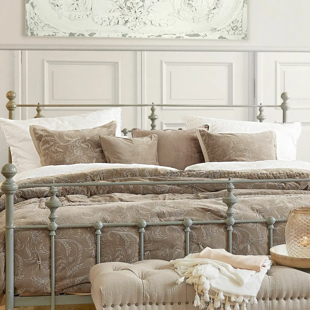 Loberon Olicianne Kussenhoes Set - 2 Stuks Taupe - afbeelding 4 van 6