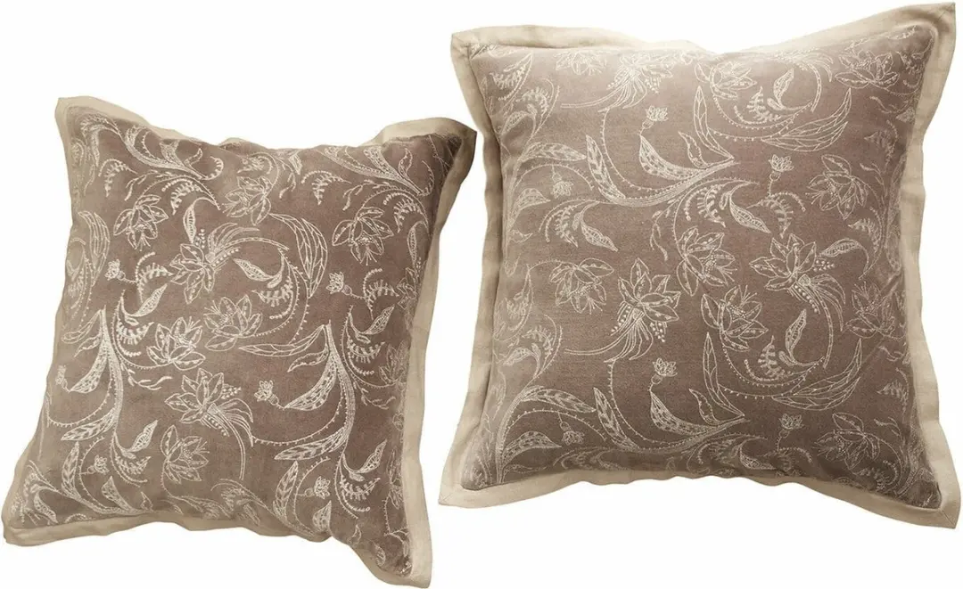 Loberon Olicianne Kussenhoes Set - 2 Stuks Taupe - afbeelding 2 van 6