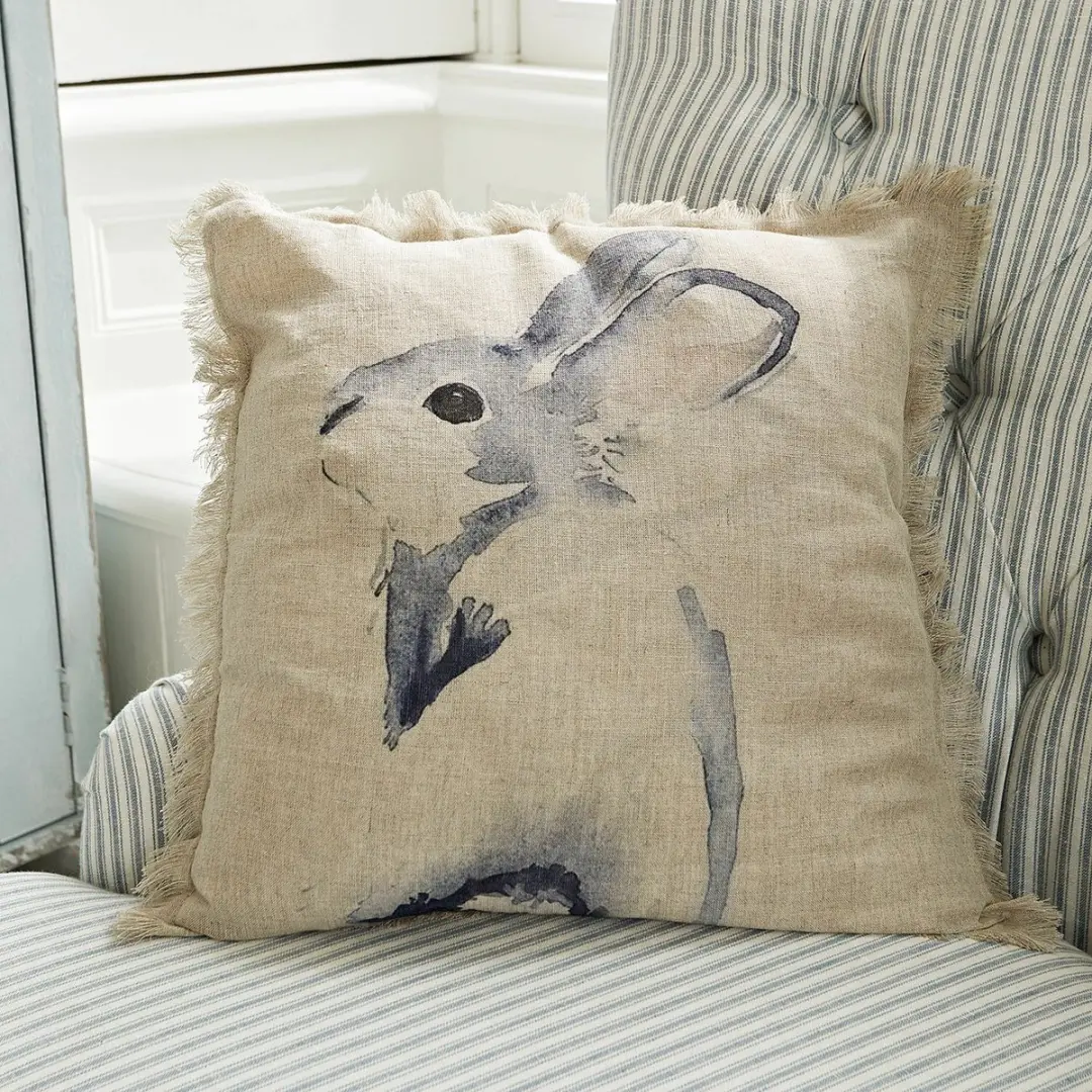 Loberon Kussenhoes Riamira Linnen/Blauw - afbeelding 3 van 6