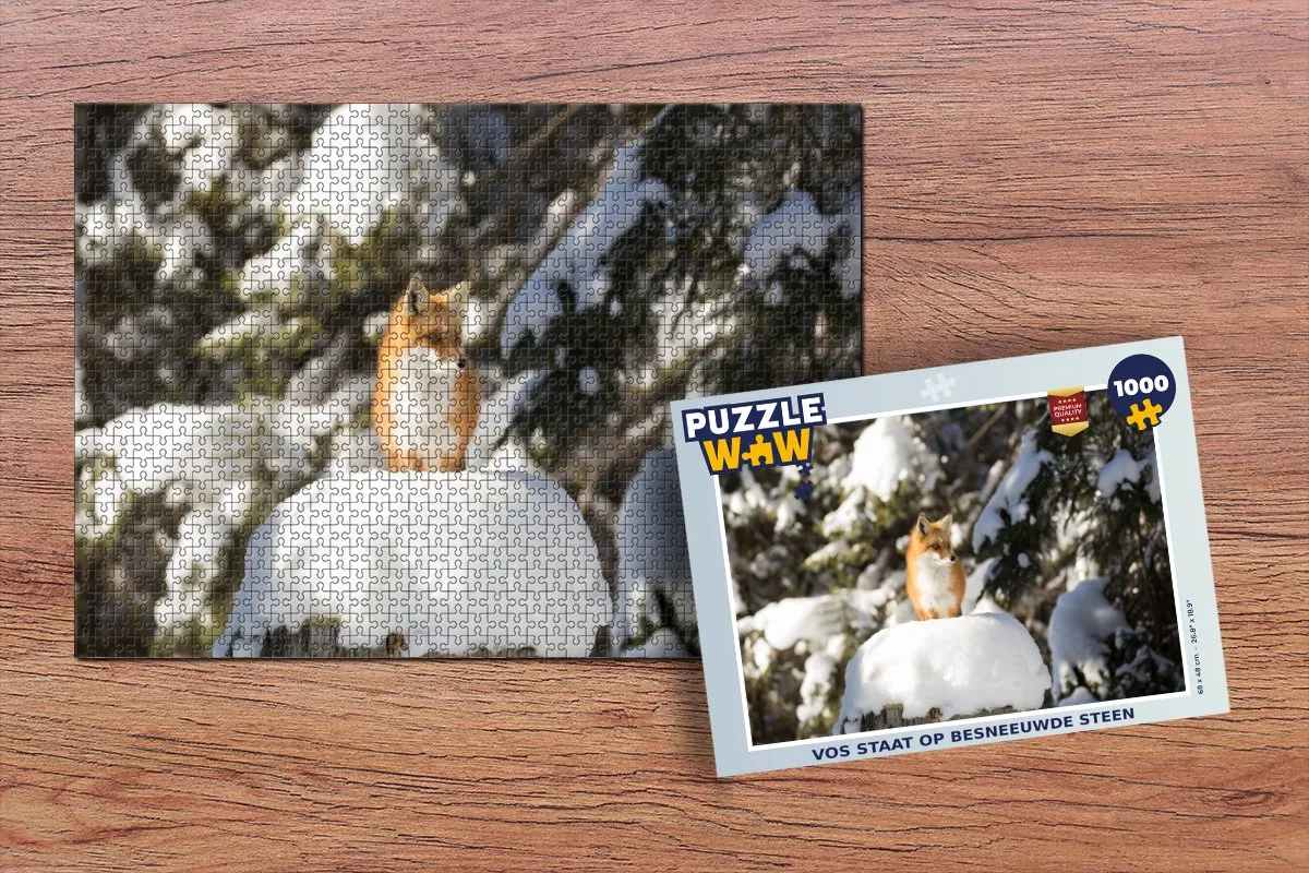 PuzzleWow Vos - Sneeuw - Boom Legpuzzel 1000 Stuks - Multicolor
