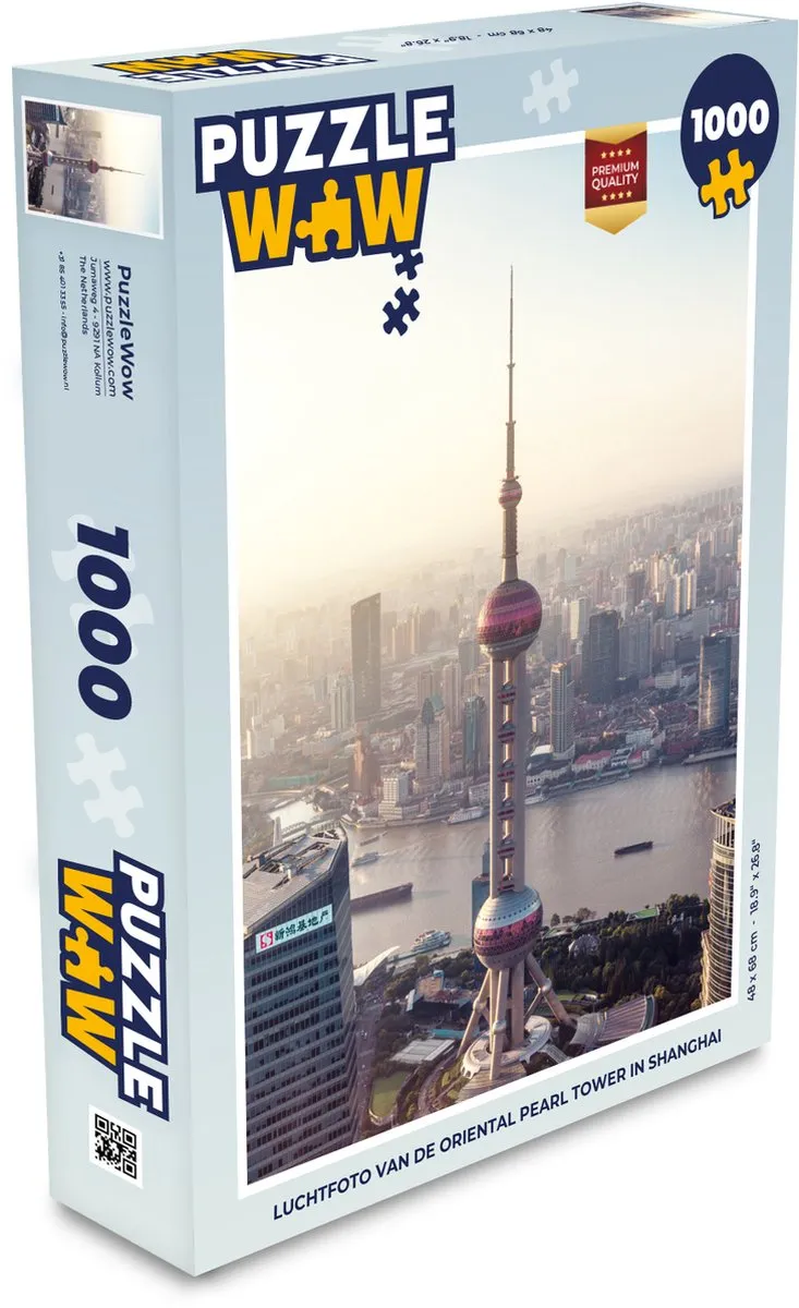 PuzzleWow Oriental Pearl Tower Legpuzzel 1000 Stuks - Multicolor
