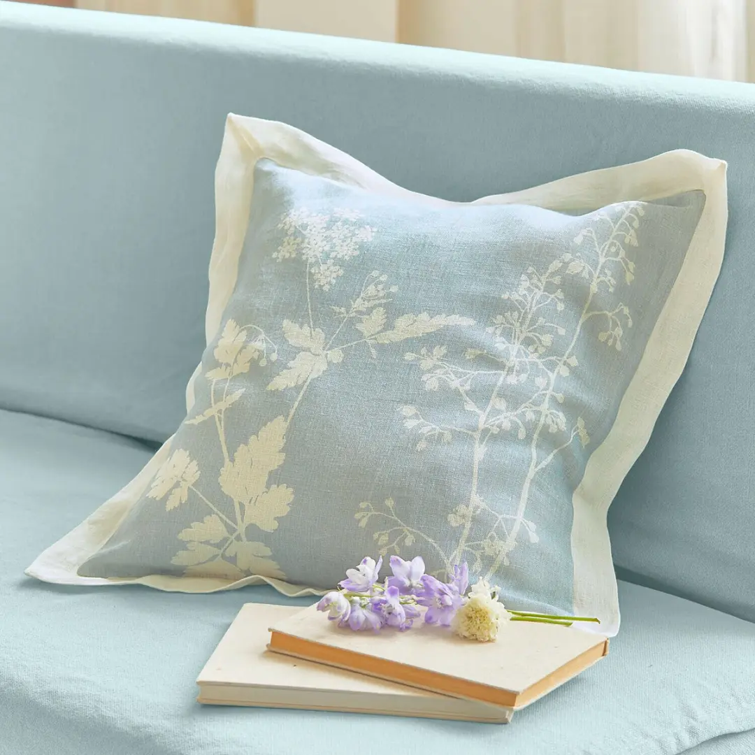 Loberon Kussenhoes Hazelwick - Crème/Blauw - afbeelding 2 van 4