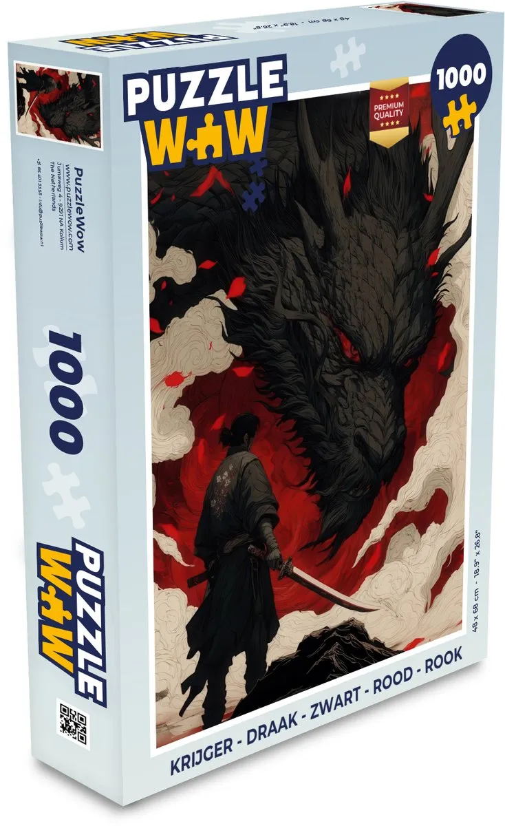 PuzzleWow Krijger Draak Rook Legpuzzel 1000 Stukjes