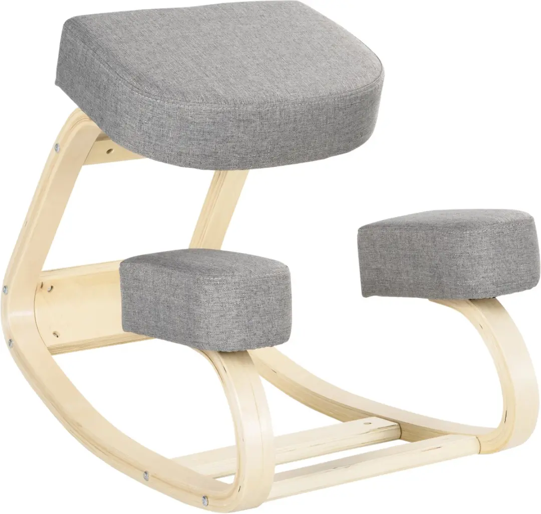 Vinsetto Kniestoel Berkenhout, Polyester 69L x 51B x 58H cm Grijs