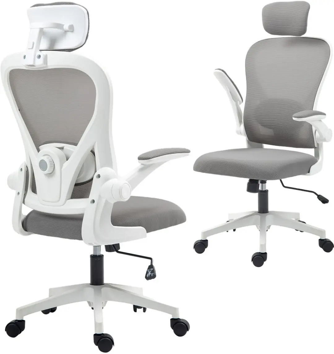 HOMCOM Office Chair-Polyester, Kunststoff-64L x 63B x 115-125Hcm-Grau