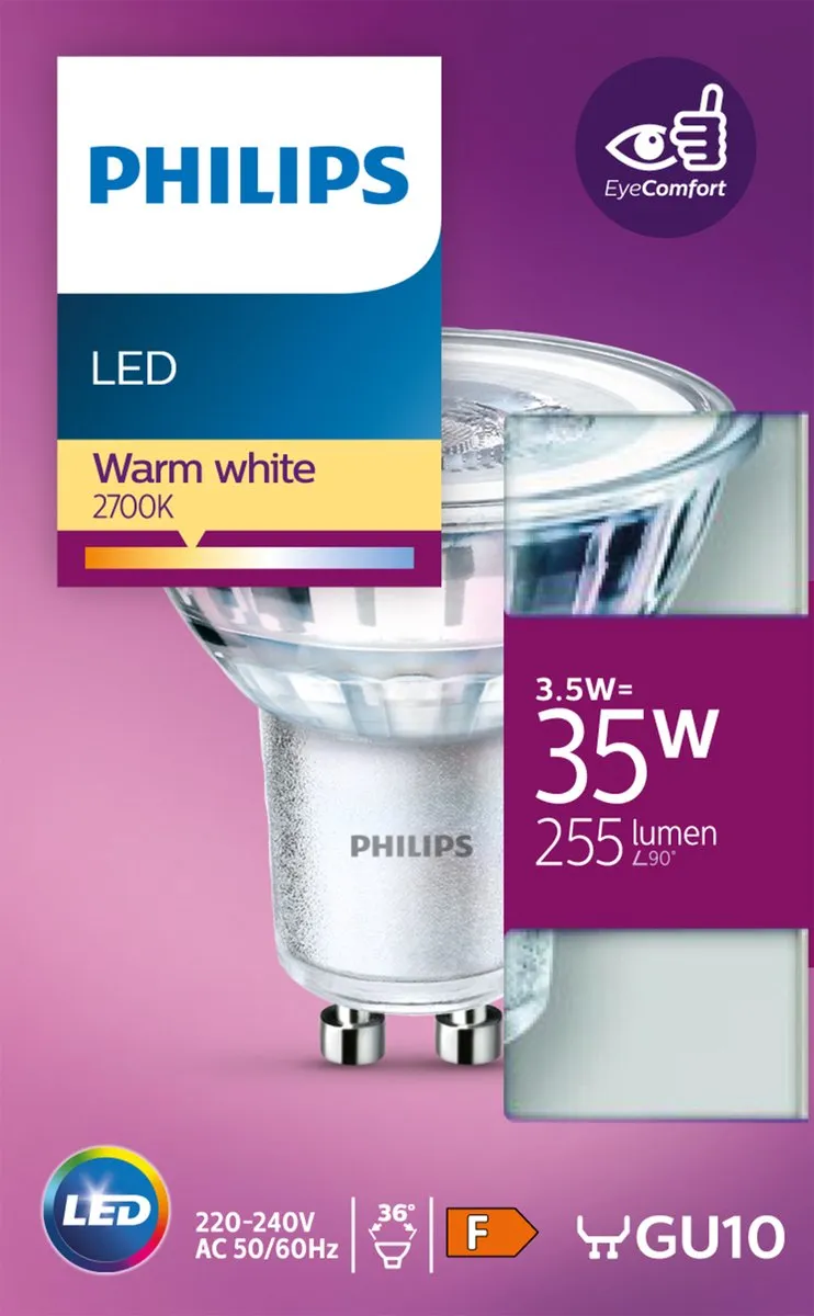 Philips LED Spot GU10 3,5W Warmwit