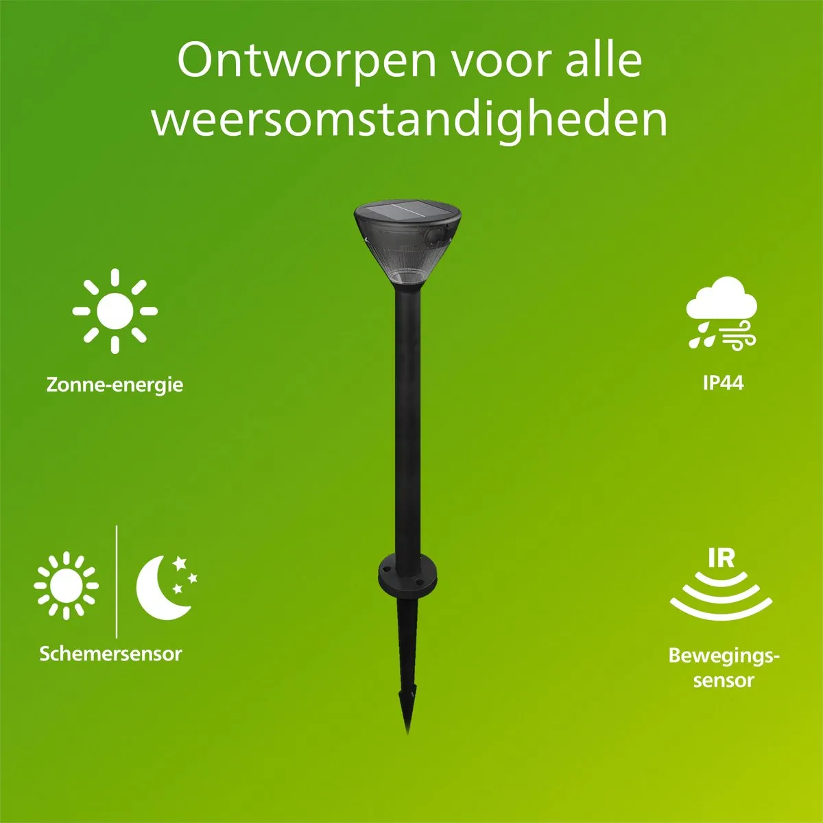 Philips Kyna Solar Sokkellamp Zwart - Warmwit 2700K - IP44