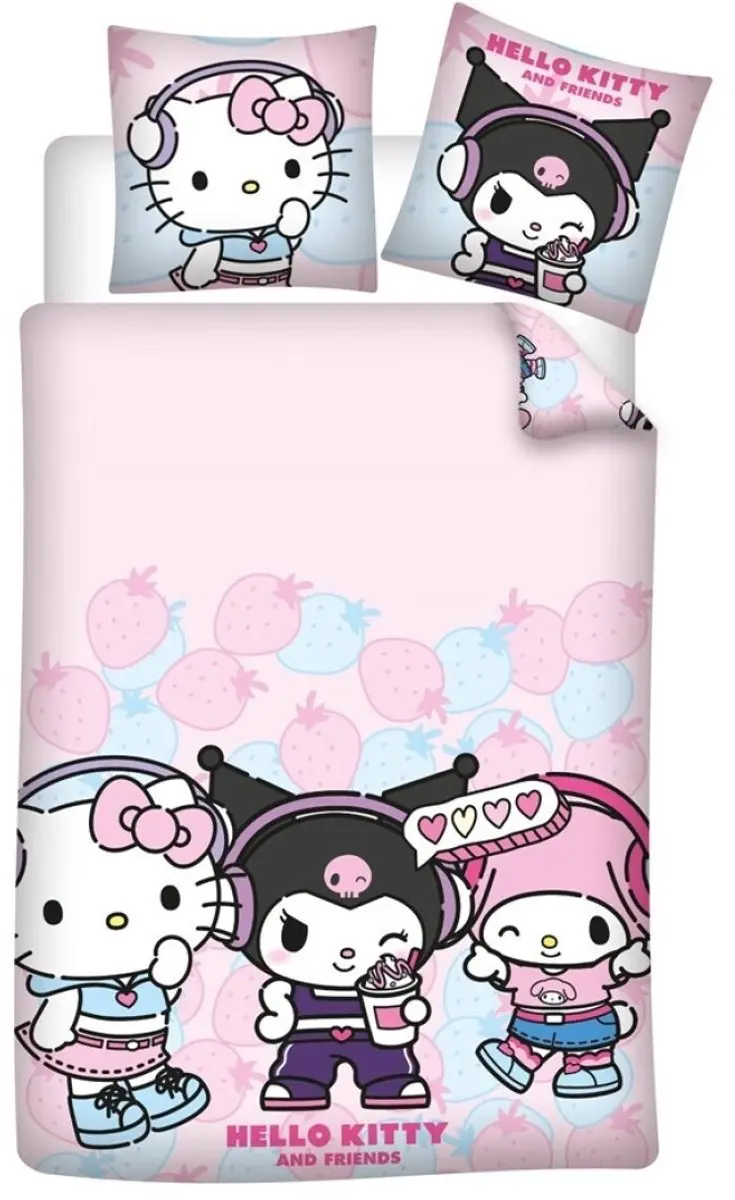 Hello Kitty Kuromi Dekbedovertrek 140x200cm - Roze - afbeelding 4 van 6