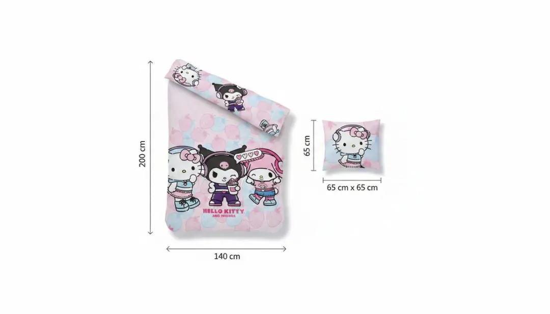 Hello Kitty Kuromi Dekbedovertrek 140x200cm - Roze - afbeelding 6 van 6