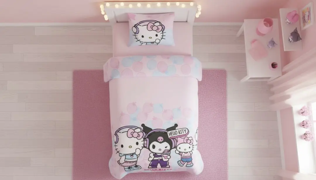 Hello Kitty Kuromi Dekbedovertrek 140x200cm - Roze - afbeelding 2 van 6