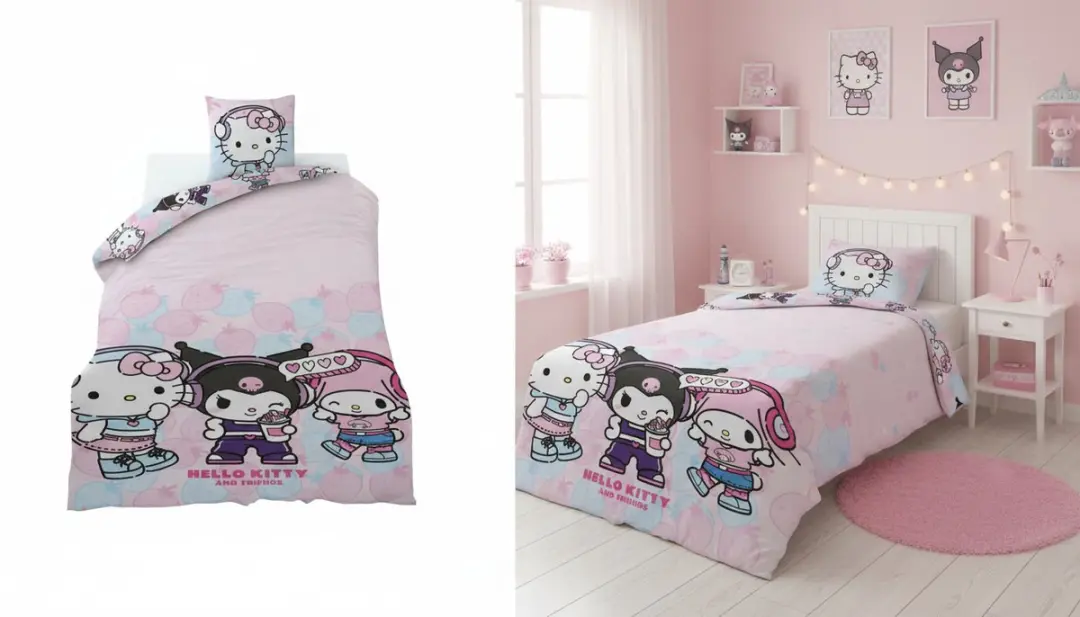Hello Kitty Kuromi Dekbedovertrek 140x200cm