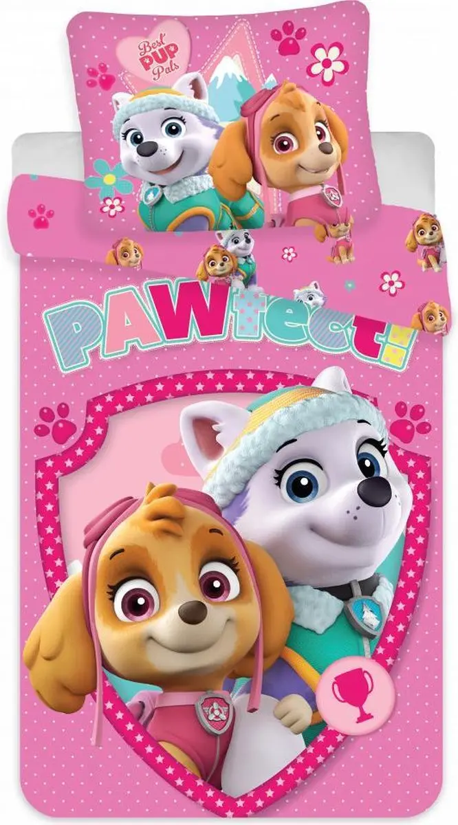Paw Patrol peuterdekbedovertrek Skye en Everest 100 x 135 cm Katoen