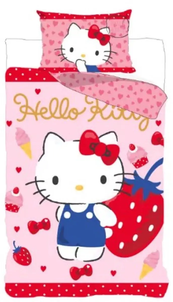 Hello Kitty Aardbei Dekbedovertrek 140 X 200 cm