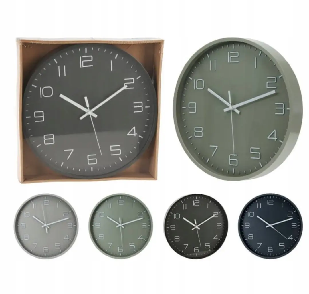 Koopman Decoratieve Wandklok 30cm - Grijs/Zwart/Groen - afbeelding 2 van 2