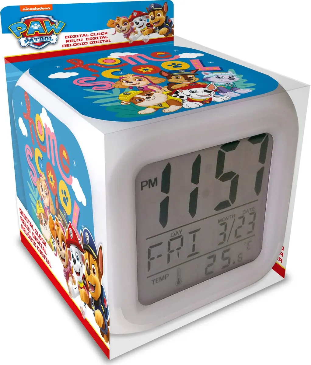 Nickelodeon Paw Patrol Digitaal LED Wekker 8cm - Wit - afbeelding 4 van 5