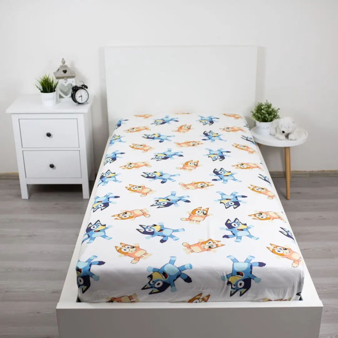 Bluey Hoeslaken Happy 90x200cm - Katoen - Wit - afbeelding 4 van 4