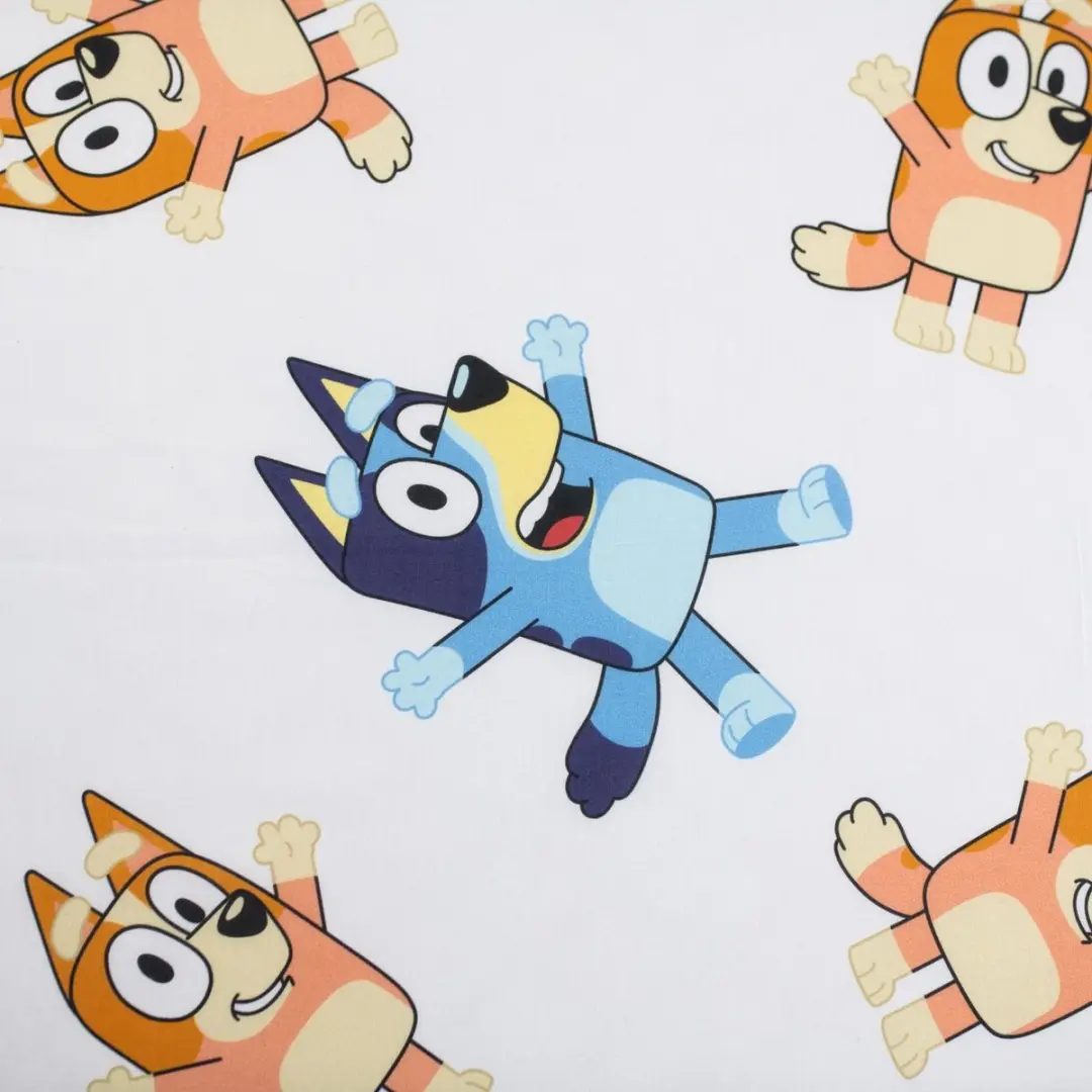 Bluey Hoeslaken Happy 90x200cm - Katoen - Wit - afbeelding 3 van 4