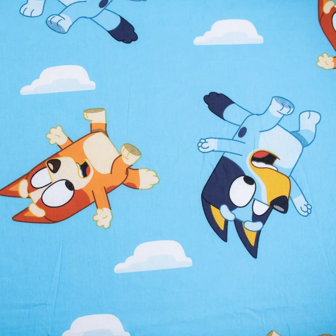 Bluey Hoeslaken Dream 90x200cm - Katoen - Blauw - afbeelding 3 van 5