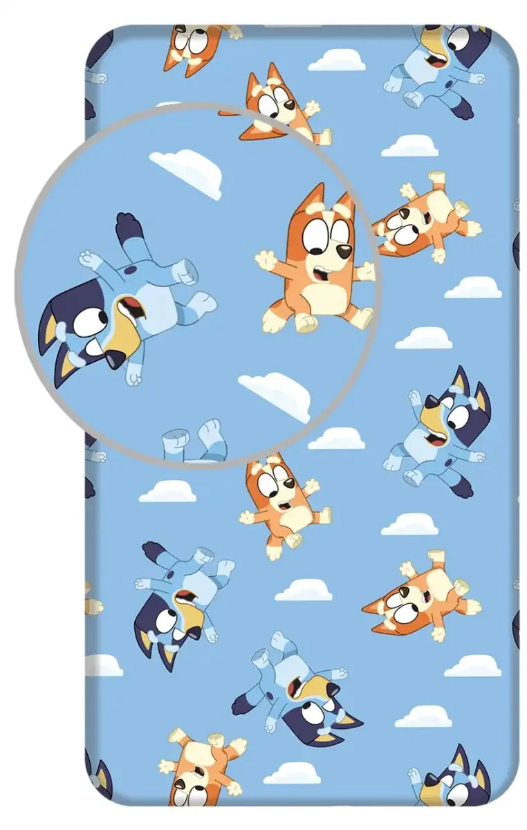 Bluey Hoeslaken Dream 90x200cm - Katoen - Blauw - afbeelding 5 van 5