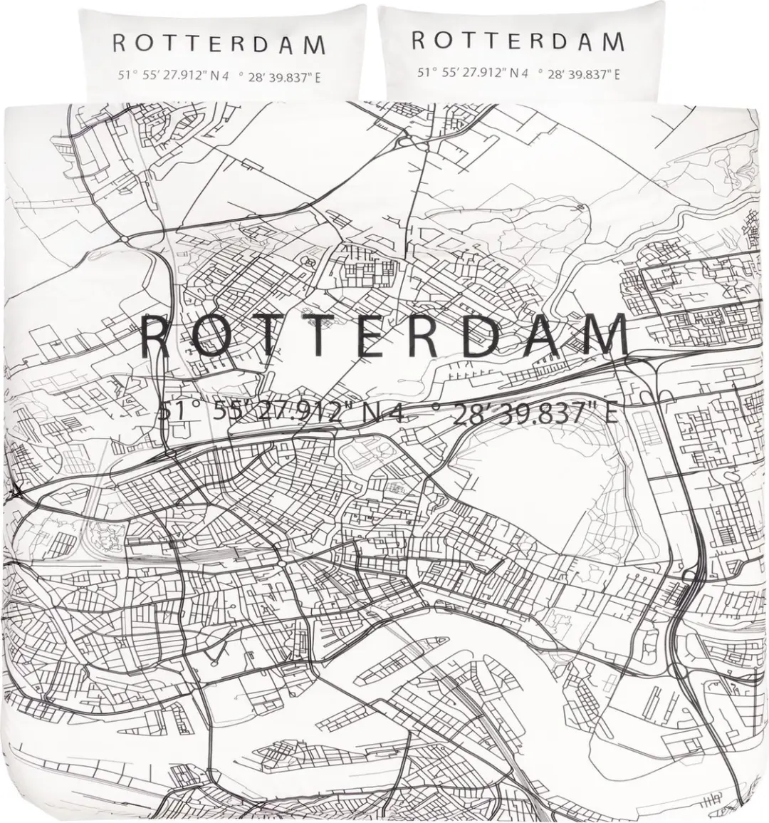 BINK City Dekbedovertrek Rotterdam lits-jumeaux 240x200/240 cm wit/zwart (inclus