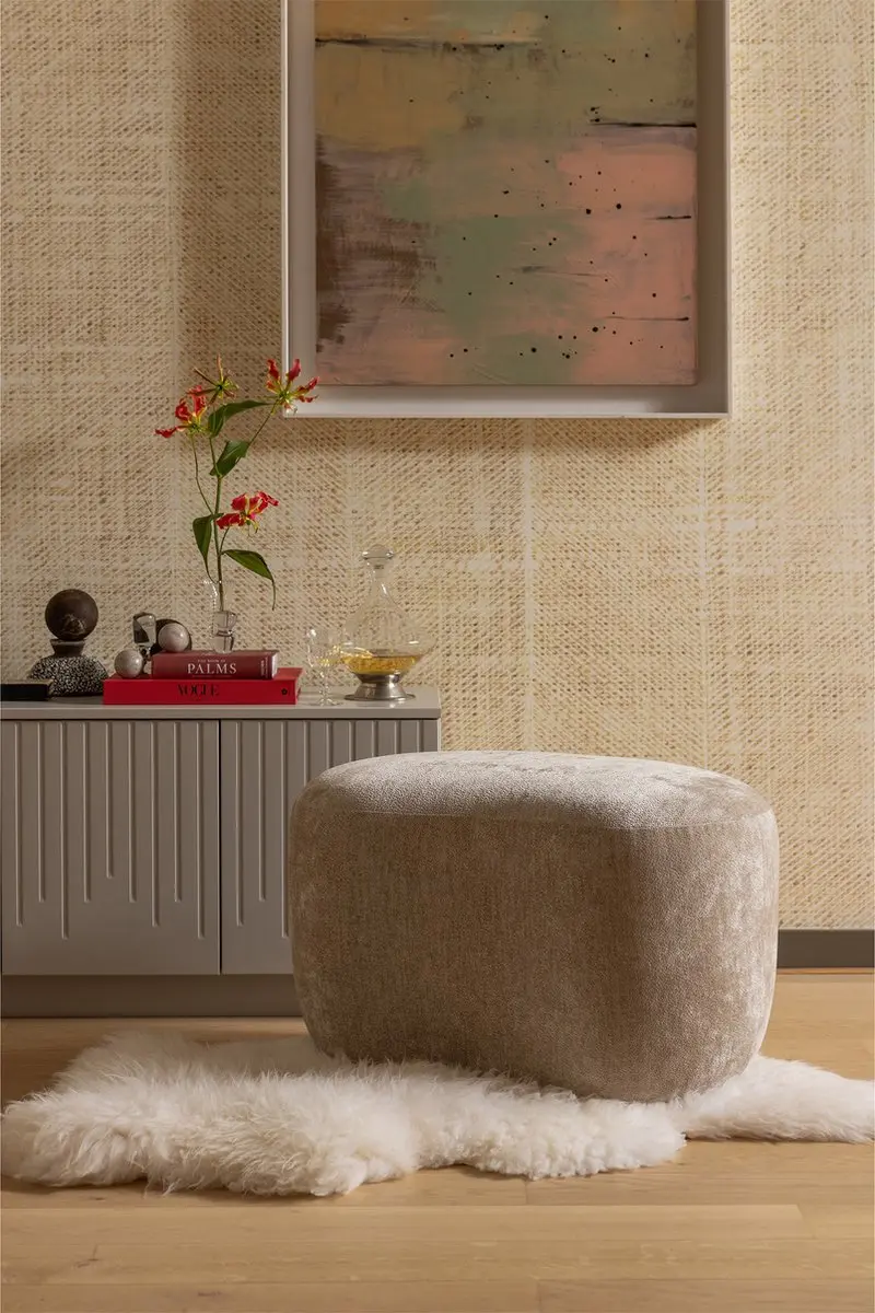 WOOOD Popular Poef - 43x73x49cm - Naturel - afbeelding 2 van 6
