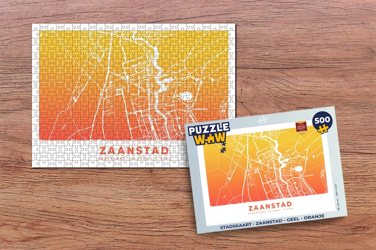 PuzzleWow Stadskaart Zaanstad Legpuzzel 500 Stuks - Multicolor