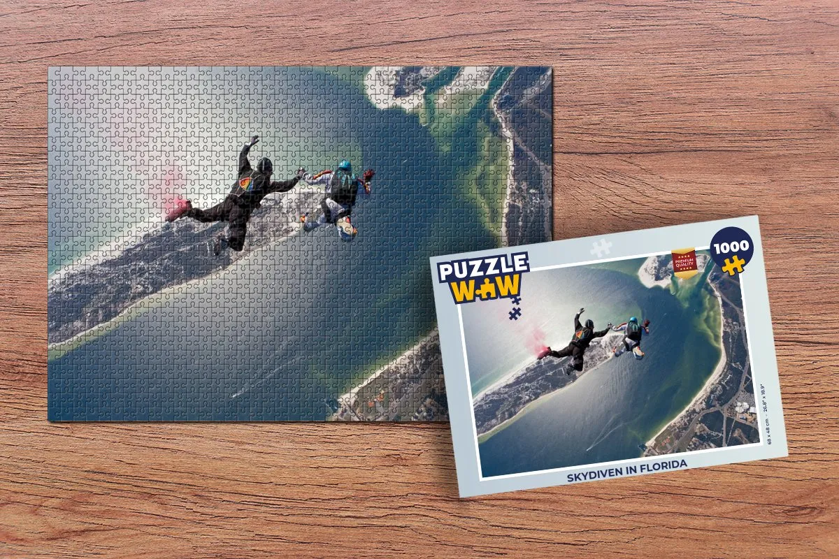 PuzzleWow Legpuzzel Skydiven in Florida 1000 Stuks - Multicolor