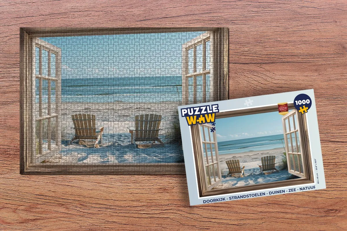 PuzzleWow Legpuzzel 1000 Stuks Strandstoelen - Duinen & Zee