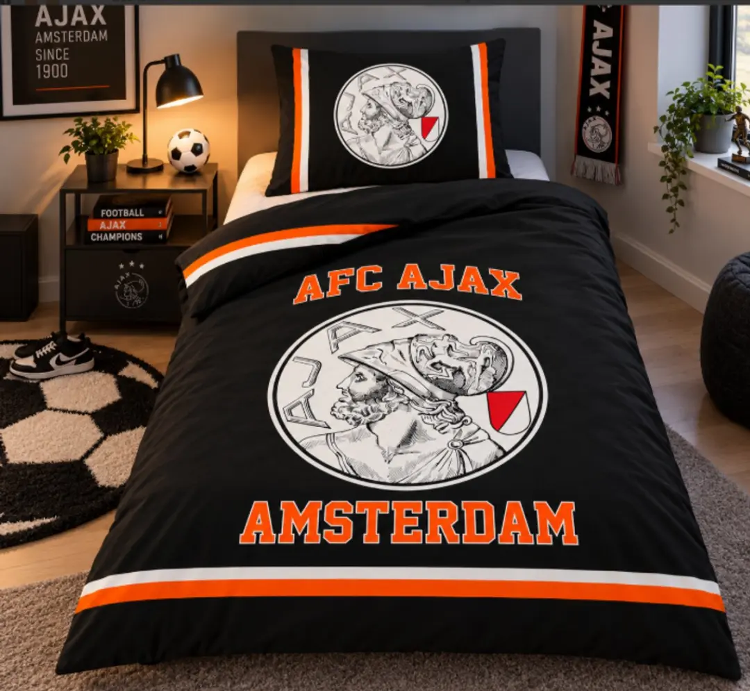 Ajax-dekbedovertrek zwart oranje
