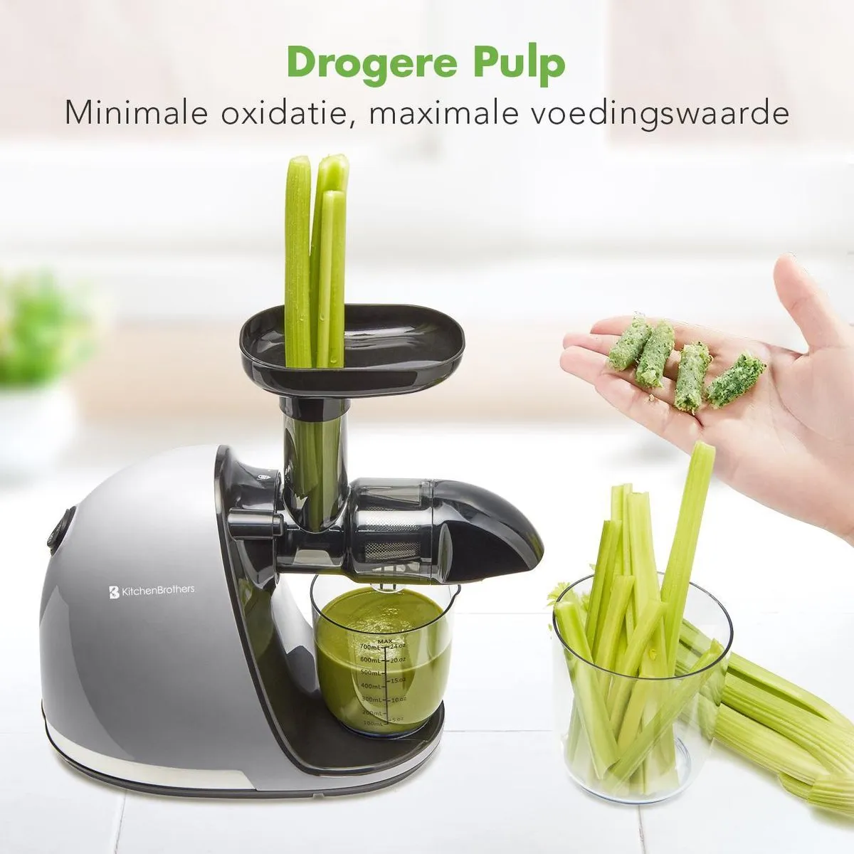 KitchenBrothers KB737 Slowjuicer - 700ml - Grijs
